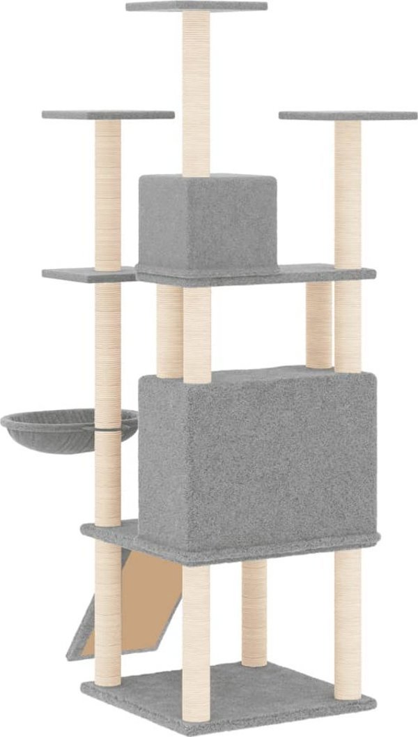 vidaXL Scratcher γάτας με σχιστόλιθους, ανοιχτό γκρι, 154 cm