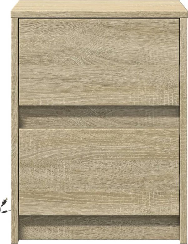 vidaXL Κομοδίνα με LED, σετ των 2, ντεκόρ δρυός Sonoma, από ξυλώδες υλικό