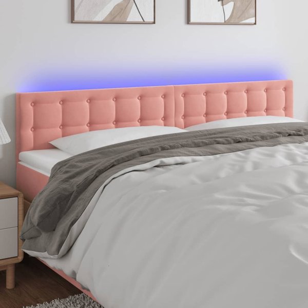 vidaXL Κεφαλάρι Κρεβατιού με LED, Ροζ, 180x5x78/88 cm, Βελούδο