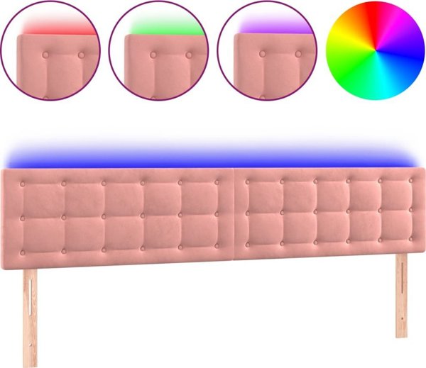 vidaXL Κεφαλάρι Κρεβατιού με LED, Ροζ, 180x5x78/88 cm, Βελούδο