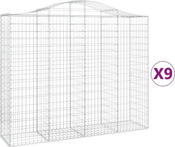 vidaXL Kosze gabionowe, 9 τεμ, 200x50x160/180 εκ, γαλβανισμένο σίδερο