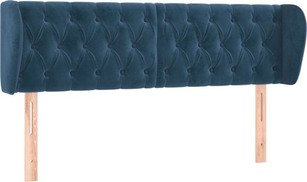 vidaXL Τελευταία κεφαλή με αυτιά, σκούρο μπλε, 147x23x78/88 cm, βελούδινη