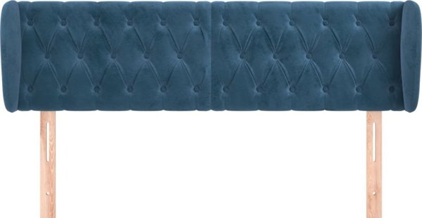 vidaXL Τελευταία κεφαλή με αυτιά, σκούρο μπλε, 147x23x78/88 cm, βελούδινη