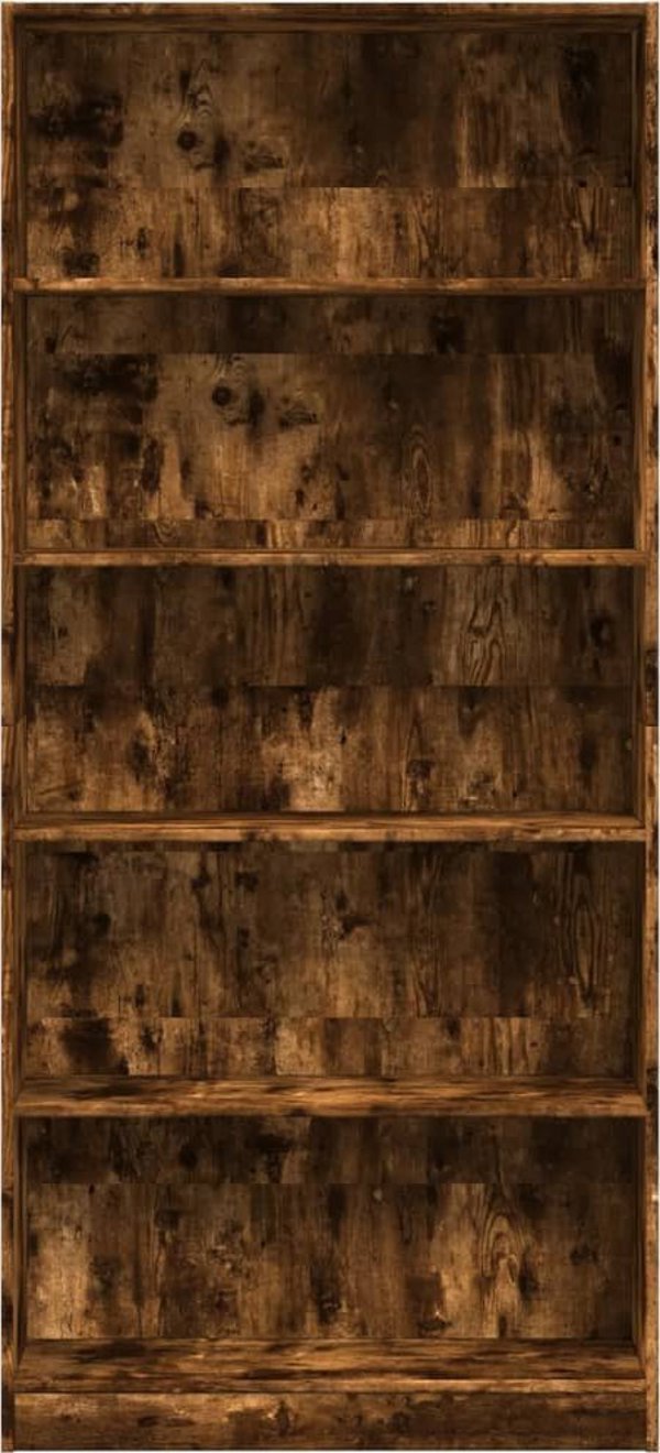 vidaXL Ράφι, καπνιστός δρυς, 80x24x176 cm, ξυλοπολυμερές υλικό