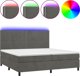 vidaXL Κοντινεντάλε κρεβάτι με στρώμα και LED, γκρι βελούδο 200x200 cm