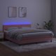 vidaXL Λεκανοειδές κρεβάτι με στρώμα και LED, ροζ βελούδο, 160x200cm