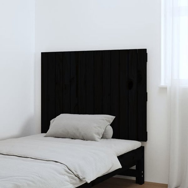 vidaXL Κεφαλάρι κρεβατιού, μαύρο, 82,5x3x60 cm, μασίφ πεύκο