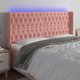 vidaXL Κεφαλάρι κρεβατιού με LED, ροζ, 183x16x118/128 cm, βελούδο