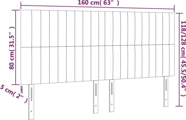 vidaXL Κεφαλάρια για κρεβάτι, 4 τεμάχια, μπλε, 80x5x78/88 cm, ύφασμα