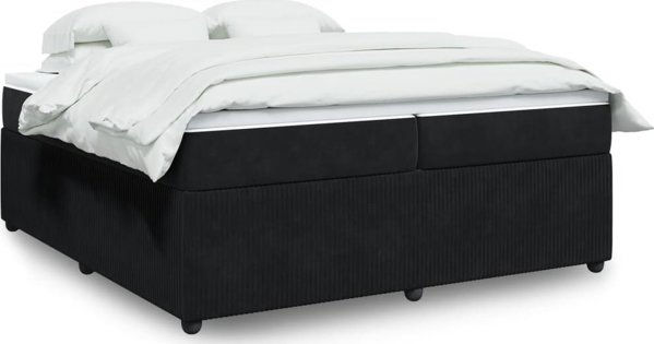 vidaXL Κρεβάτι Continental με στρώμα, μαύρο, βελούδο, 200x200 cm