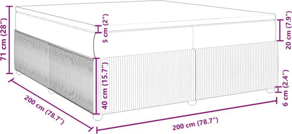 vidaXL Κρεβάτι Continental με στρώμα, μαύρο, βελούδο, 200x200 cm