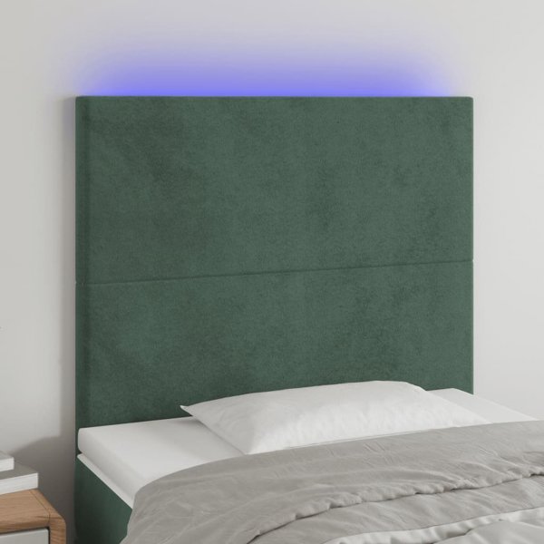 vidaXL Zaglowek do lozka z LED, ciemnozielony, 100x5x118/128 cm