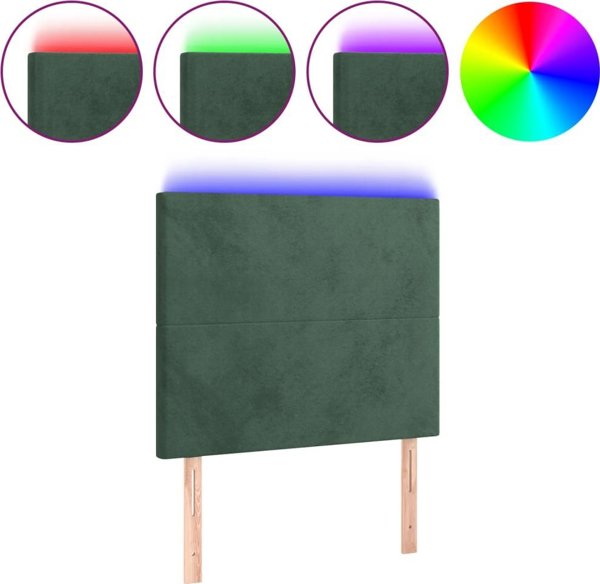 vidaXL Zaglowek do lozka z LED, ciemnozielony, 100x5x118/128 cm