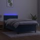 vidaXL Κρεβάτι κοντινεντάλ με στρώμα και LED, μπλε βελούδο, 90x200 εκ.