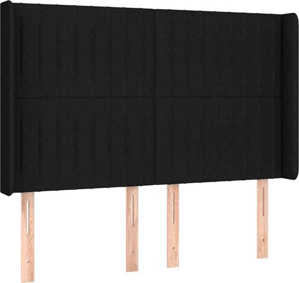 vidaXL Lozko kontynentalne z materacem, czarne, 140x200 cm, tkanina
