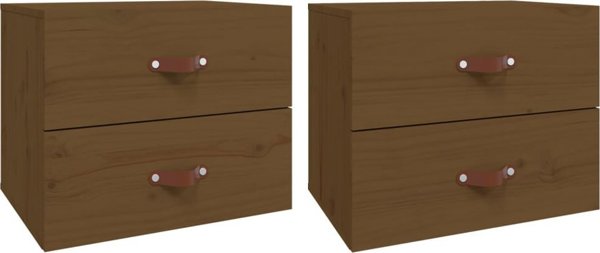 vidaXL Szafki nocne, κρεμαστές, σετ 2 τεμαχίων, 50x36x40 εκ, καφέ μέλι