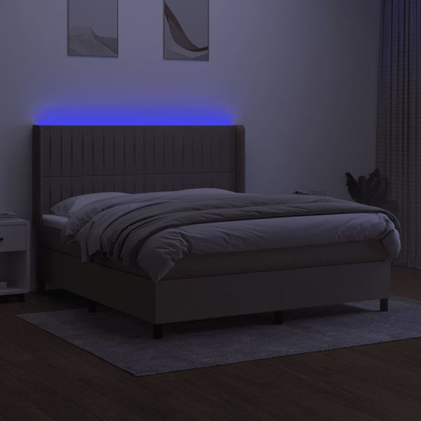 vidaXL Λουτζκο κοντινενταλ με στρωμα, taupe, 160x200 cm, υφασμα
