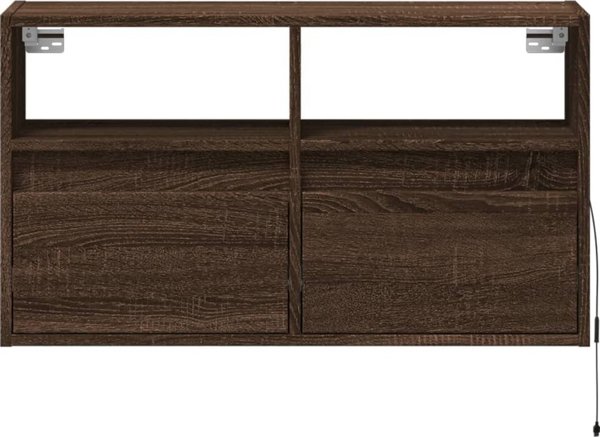vidaXL Επιτοίχια Ντουλάπα TV με LED, Καφετί Δρυς, 80x31x45 εκ.