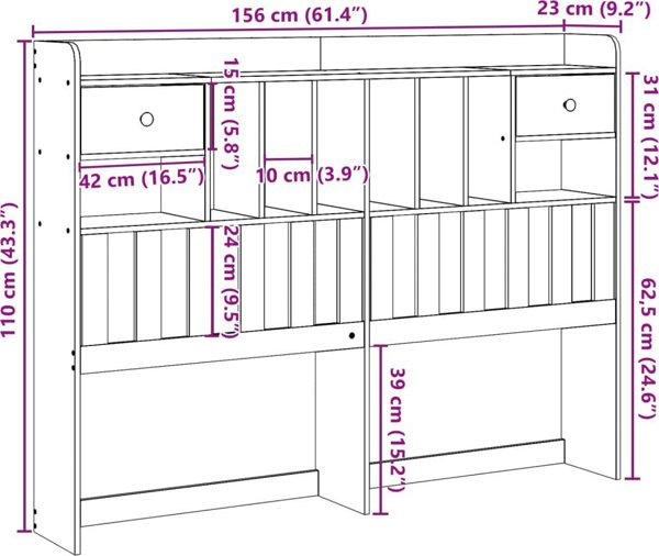 vidaXL Κεφαλάρι Κρεβατιού με Ράφια 150 cm Από Πεύκο
