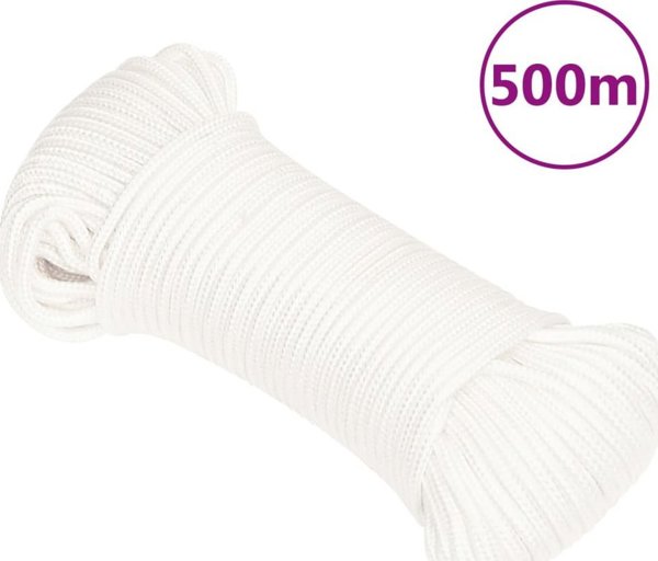 vidaXL Ναυτική γραμμή λευκή μονόχρωμη, 3 mm, 500 m, πολυπροπυλένιο