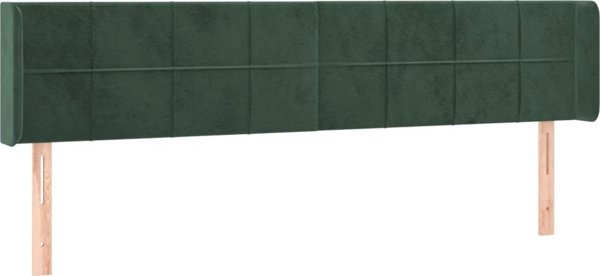 vidaXL Zaglowek do lozka z LED, ciemnozielony, 163x16x78/88 cm, aksamit