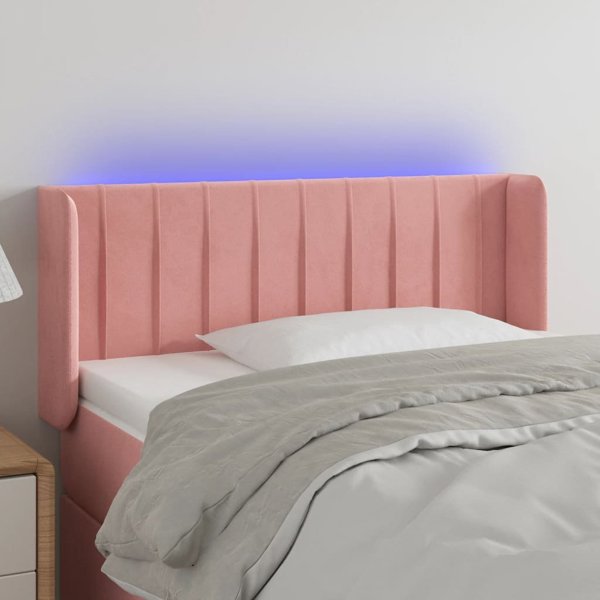 vidaXL Zaglobek do lozka z LED, rozowy, 83x16x78/88 cm, aksamit