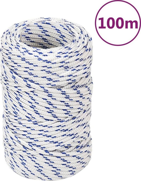 vidaXL Ναυτική τσαμπίδα, λευκή, 2 mm, 100 m, πολυπροπυλένιο