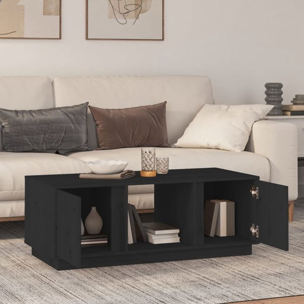 vidaXL vidaXL Stolik kawowy, czarny, 110x50x40 cm, lite drewno sosnowe