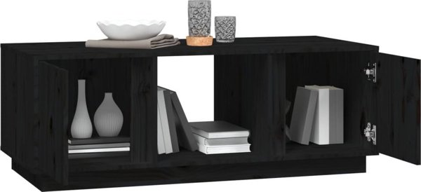 vidaXL vidaXL Stolik kawowy, czarny, 110x50x40 cm, lite drewno sosnowe