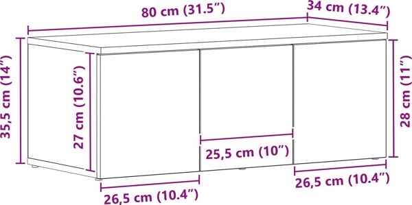 vidaXL Βάση Τηλεόρασης Ξύλινη, Μαύρη Δρυς, Μεσαίου Μεγέθους