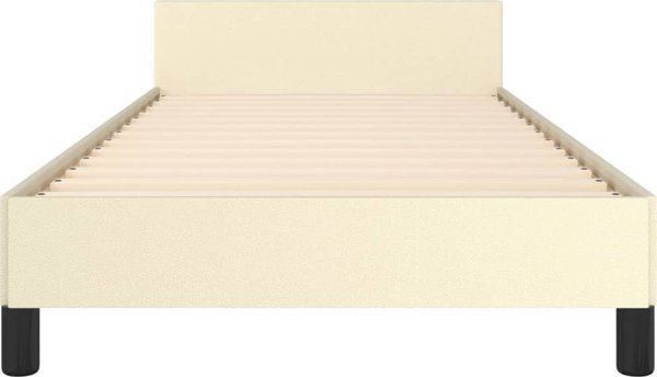 vidaXL Rama κρεβατιού με κεφαλάρι, κρεμ, 90x190 εκ., τεχνητό δέρμα