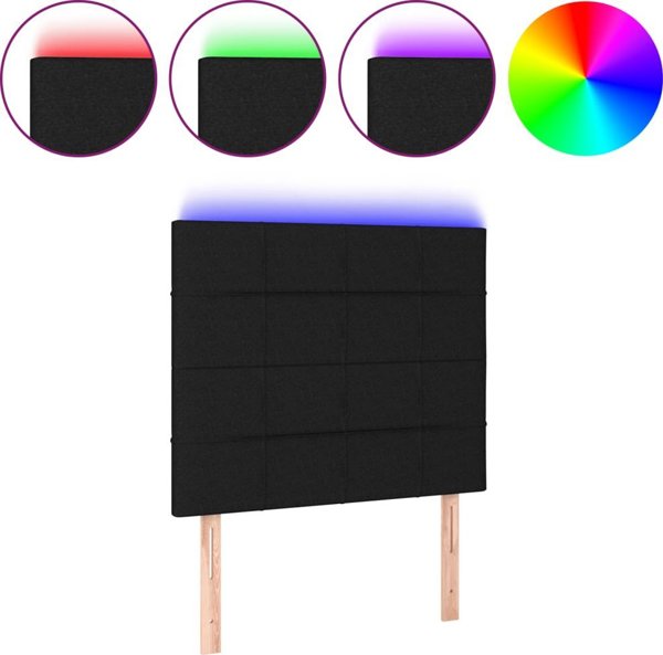 Κεφαλάρι κρεβατιού με LED vidaXL, μαύρο, 80x5x118/128 cm, υφασμάτινο