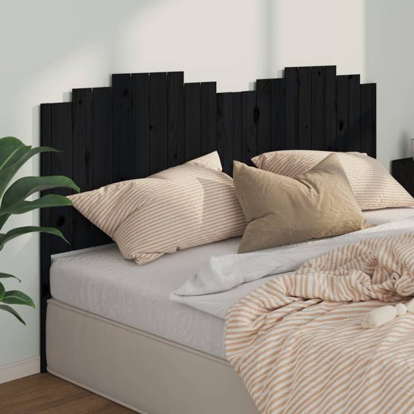 vidaXL Wezglowie lozka, czarne, 206x4x110 cm, lite drewno sosnowe