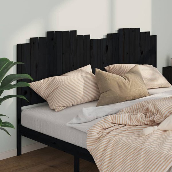 vidaXL Wezglowie lozka, czarne, 206x4x110 cm, lite drewno sosnowe
