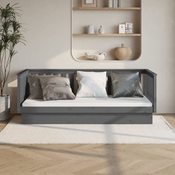vidaXL Καναπές-κρεβάτι, γκρι, 80x200 cm, από μασίφ πεύκο