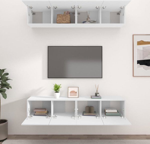 vidaXL Τηλεοπτικές ντουλάπες, 4 τεμ., λευκές, 80x30x30 εκ.