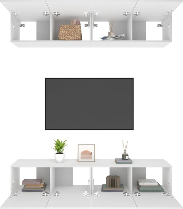 vidaXL Τηλεοπτικές ντουλάπες, 4 τεμ., λευκές, 80x30x30 εκ.