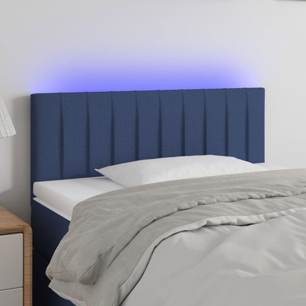 vidaXL Zaglowek do lozka z LED, ble, 80x5x78/88 cm, tkanina