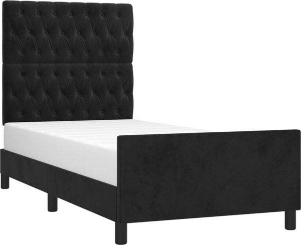 vidaXL Rama κρεβατιού με κεφαλάρι, μαύρη, 100x200 εκ., βελούδινη
