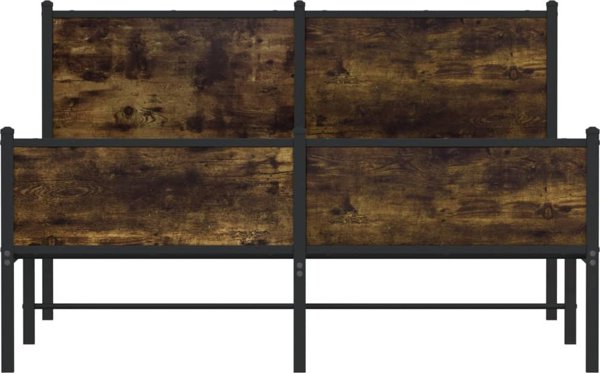 vidaXL Rama lozka z wezglowiem i zanozkem przydymiony dab 137x190 cm