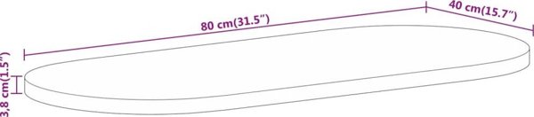 vidaXL Οβάλ επιφάνεια τραπεζιού 80x40x3,8 εκ. από συμπαγές ξύλο μάνγκο