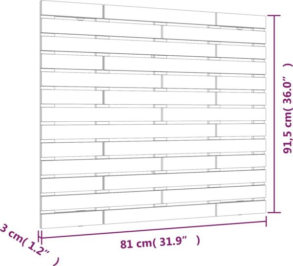 vidaXL Κεφαλάρι κρεβατιού, μαύρο, 81x3x91,5 εκ., μασίφ πεύκο
