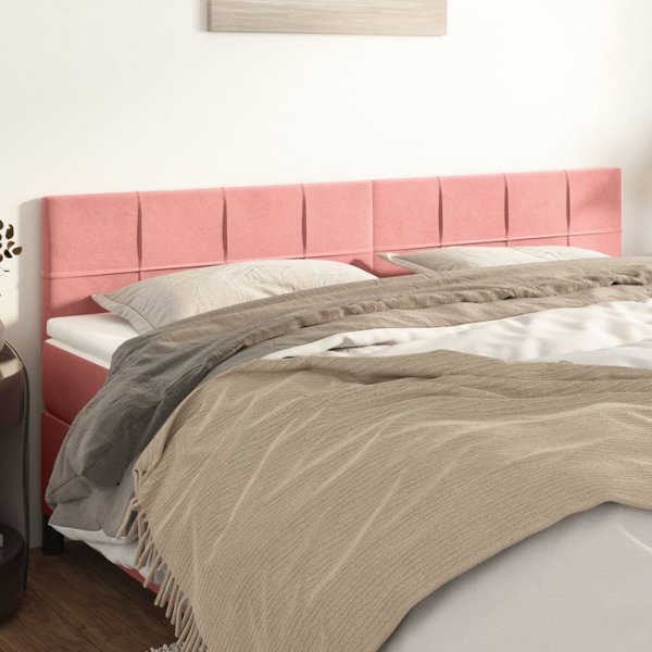 vidaXL Σετ 2 κεφαλάρια κρεβατιού ροζ 100x5x78/88 cm βελούδο