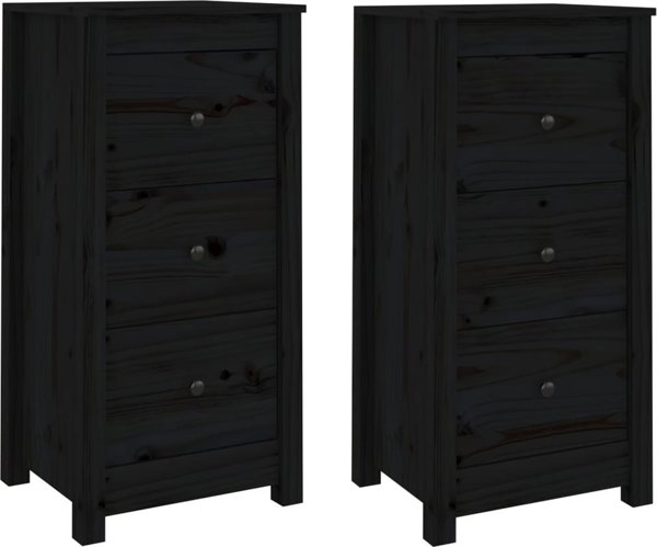 vidaXL vidaXL Komody, 2 szt., czarne, 40x35x80 cm, lite drewno sosnowe