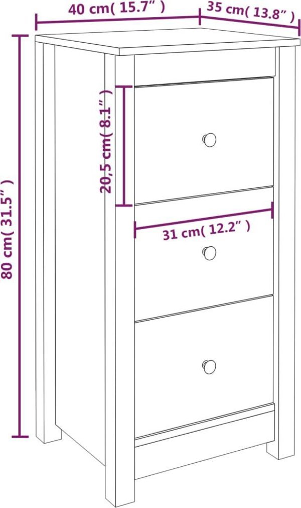 vidaXL vidaXL Komody, 2 szt., czarne, 40x35x80 cm, lite drewno sosnowe