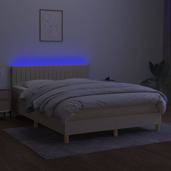 vidaXL Kρεβάτι κοντινένταλ με στρώμα, κρεμ, 140x190 cm, ύφασμα