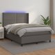 vidaXL Lotko kontynentalne me materacem i LED, szara ekoskora 140x190cm