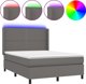vidaXL Lotko kontynentalne me materacem i LED, szara ekoskora 140x190cm