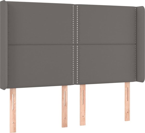 vidaXL Lotko kontynentalne me materacem i LED, szara ekoskora 140x190cm