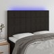 vidaXL Zaglowek do lozka z LED, czarny, 144x5x118/128 cm, tkanina